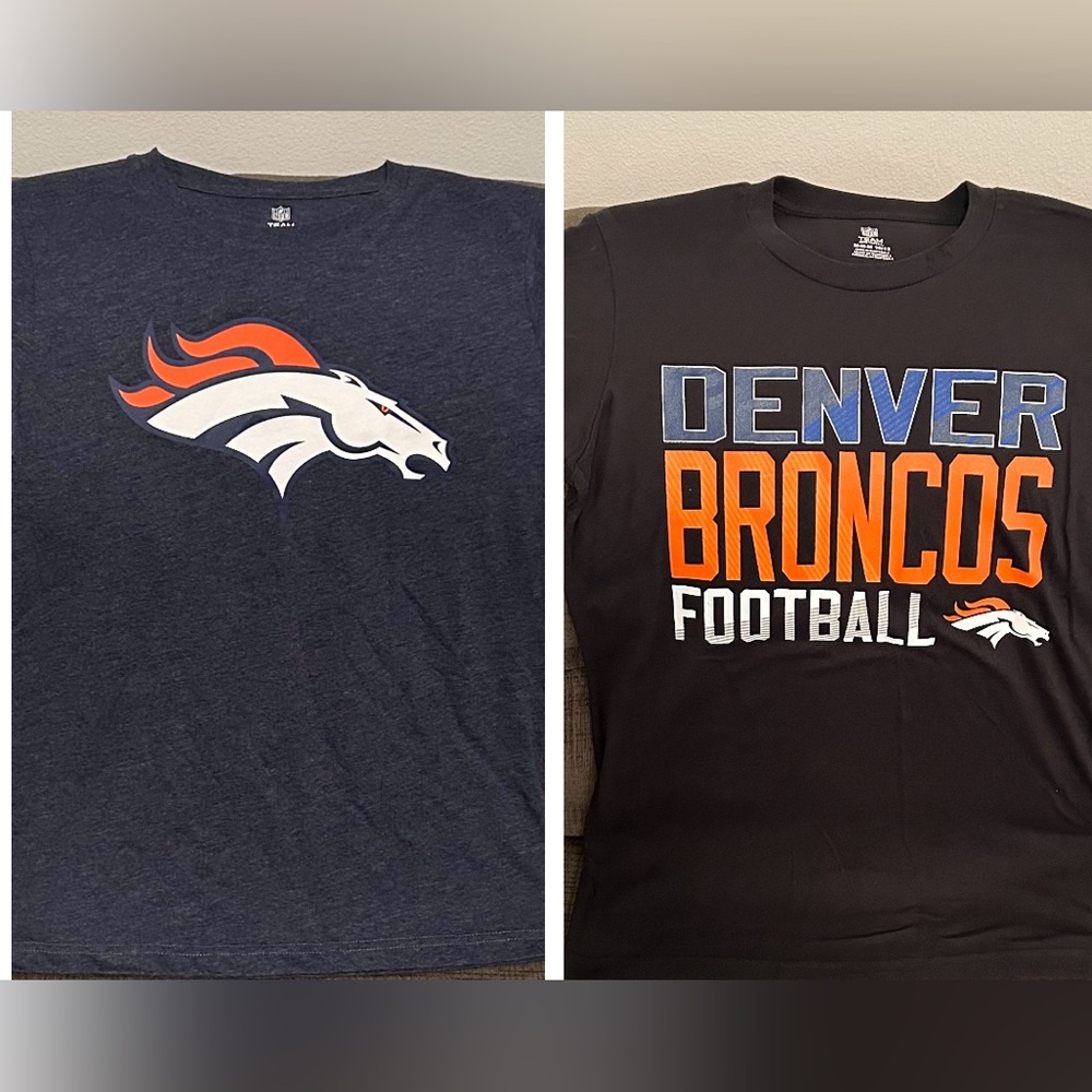 LOT x 2 NFL Team Denver Broncos Football T-Shirt Youth Sz: M ( 10 / 12 )